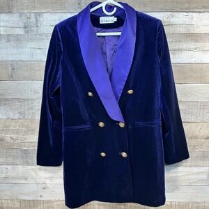 Kate Hewko Ruissumi Womens Purple Velvet Double Breast Blazer Size S  Oversized